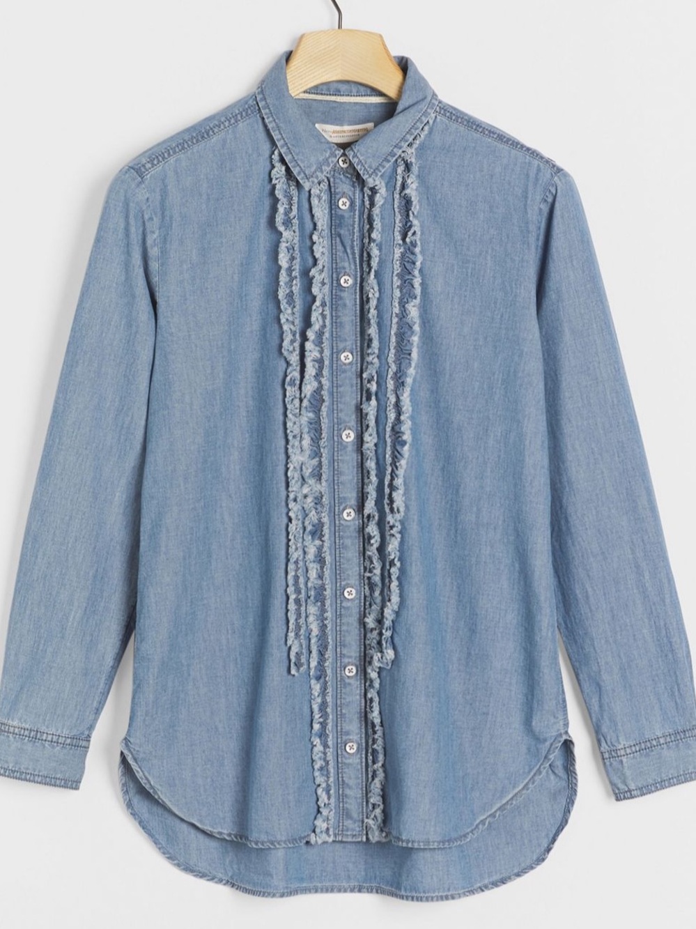 Anthropologie Pilcro Juni Ruffled Denim Buttondown - Size S - NWOT - Picture 2 of 8